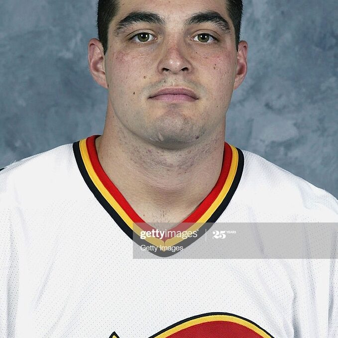 CALGARY, ALBERTA - SEPTEMBER 1:  Randy Ponte of the Calgary Flames poses for a portrait at Pengrowth Saddledome on September 1, 2002 in Calgary, Alberta. (Photo by Getty Images/NHLI)
